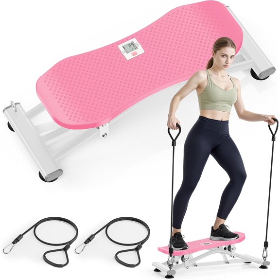 Board with Resistance Bands, Versatile Rocking Stepper, Wobble Board Featuring LCD , 330 lbs High-Capacity Ski Trainer for Full Exercise at