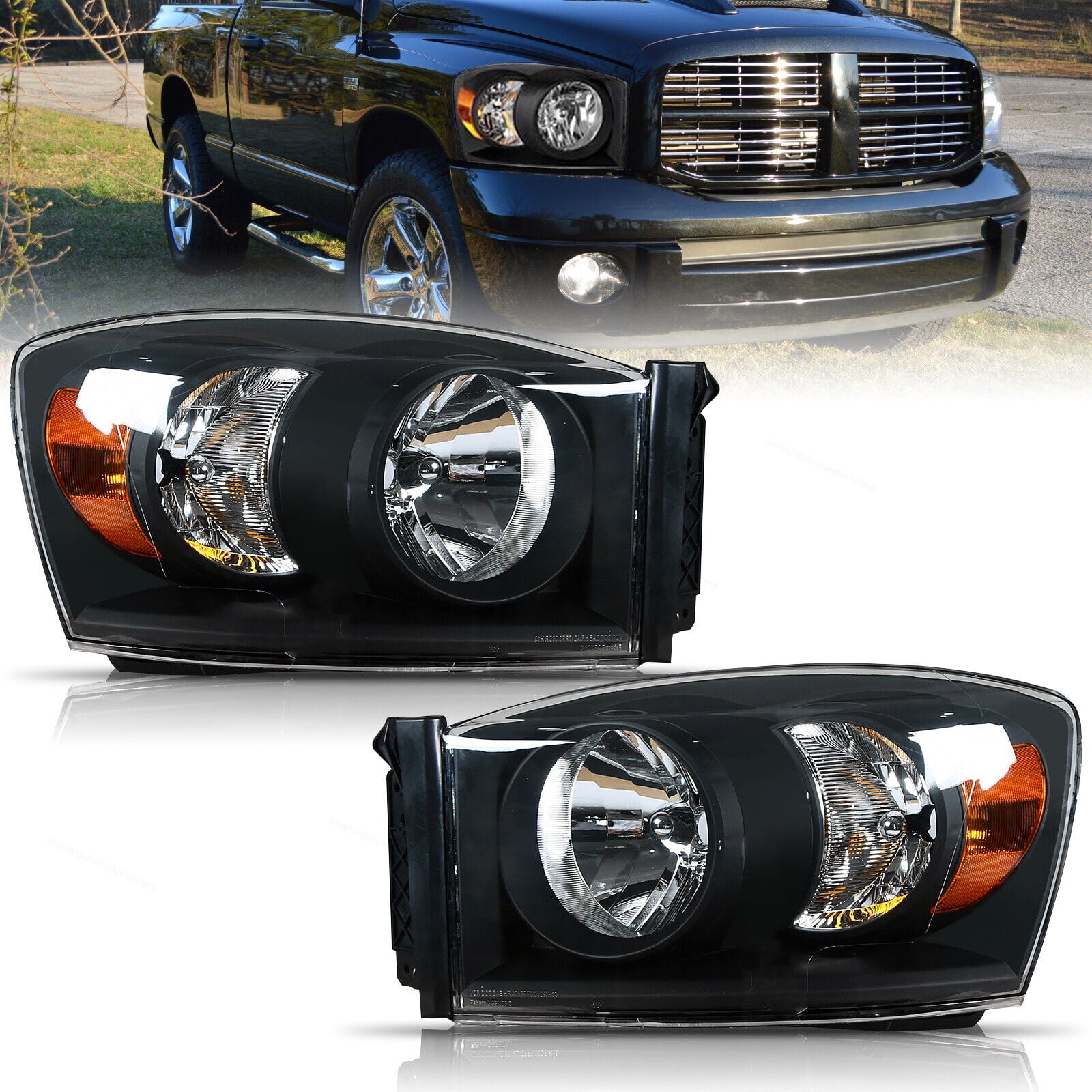 BoardRoad Headlights Assembly Fit for 2006-2008 Dodge Ram 1500 2500 ...
