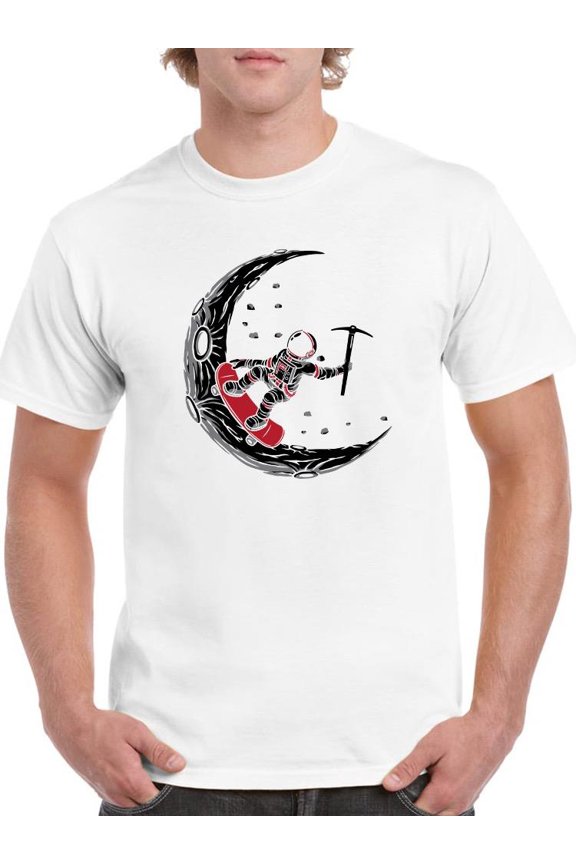 Boarding In The Moon T-Shirt Men -Smartprints Designs, Male Medium