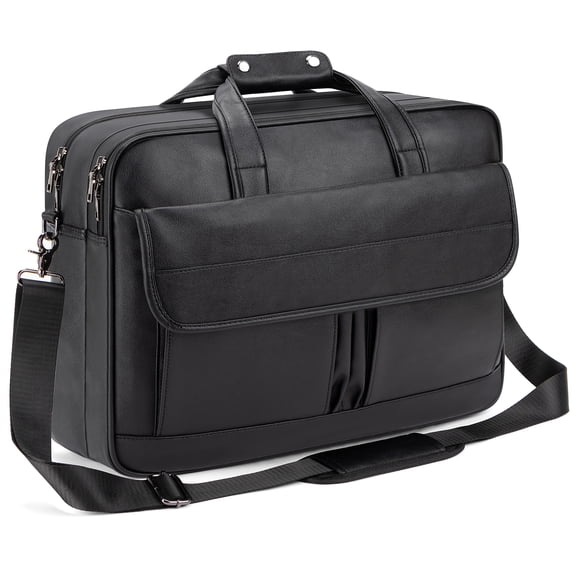 Boardingblue Men's Leather Messenger Bag, 15.6 Inches Laptop Briefcase Business Satchel Computer Handbag Shoulder Bag for Men (Black)