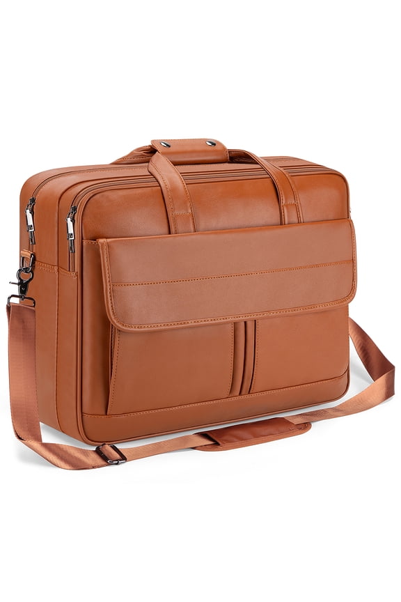 Boardingblue Men's Leather Messenger Bag, 15.6 Inches Laptop Briefcase Business Satchel Computer Handbag Shoulder Bag for Men (Brown)
