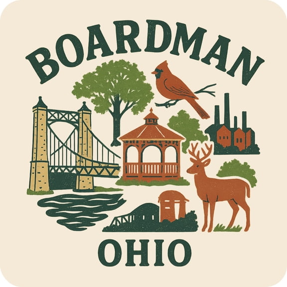 Boardman Ohio Keepsakes Souvenir Vinyl Sticker – Destination Travel Keepsake Collectible (4-Inches Wide)