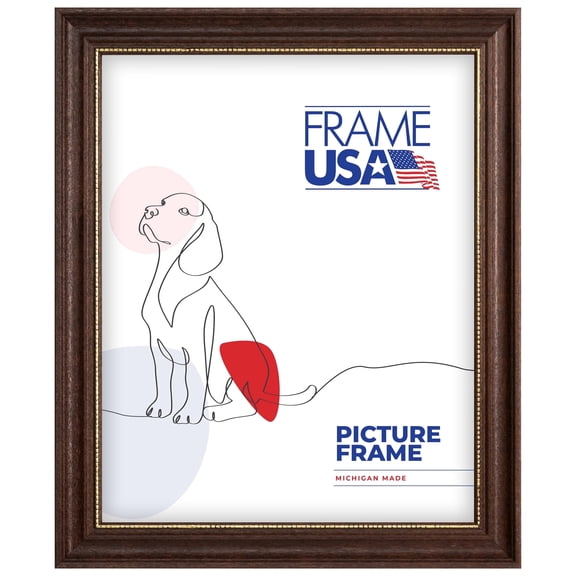Boardroom Walnut with Gold Bead 20x20 Inch Picture Frame