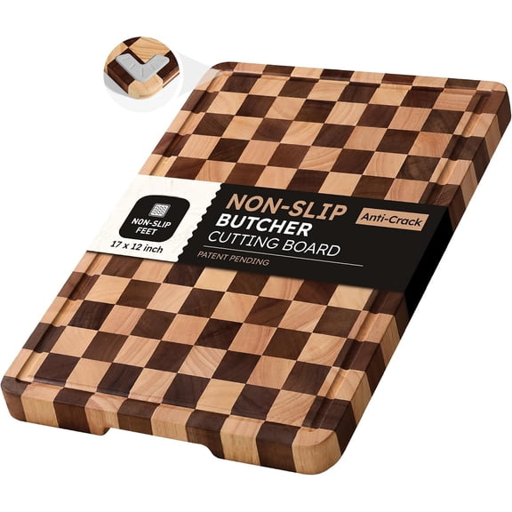 Boards for Kitchen Checkered Board 17in Acacia Charcuterie Board Serving Heavy Duty Non Slip Over Sink Butcher Block Meat Kitchen Essential