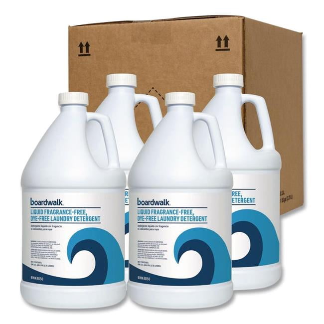 Boardwalk BWK4850 Liquid Fragrance-Free & Dye-Free Laundry Detergent, Unscented, 1 gal Bottle - 4 Count