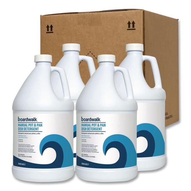 Boardwalk BWK4857 Manual Pot & Pan Dish Detergent, Fresh Breeze Scent, 1 gal Bottle - 4 Count