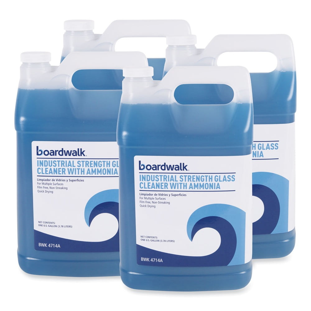 Boardwalk 58560041ESSN 1 Gallon Bottle Industrial Strength Glass Cleaner with Ammonia (4/Carton