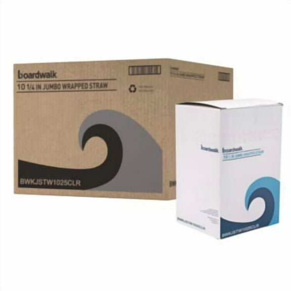 Boardwalk Wrapped Jumbo Straws, 10 1/4", Clear, Pack Of 1,000 Straws