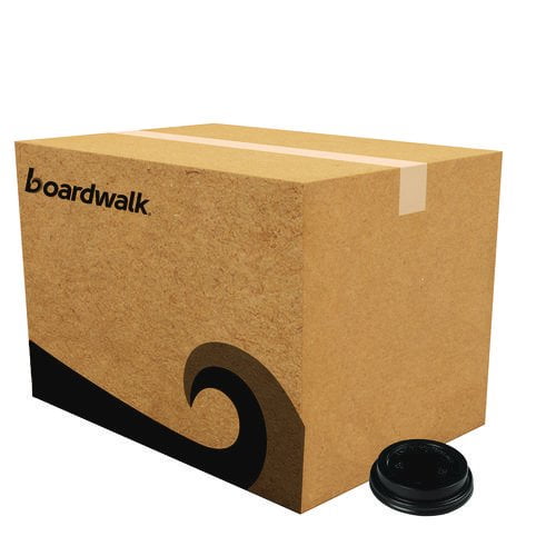 Boardwalk Hot Cup Lids, Fits 10 oz to 20 oz Hot Cups, Plastic, Black, 1,000/Carton