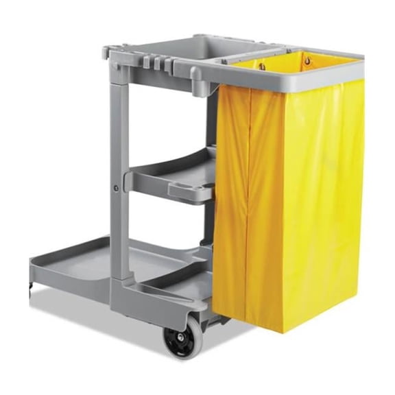 Boardwalk BW Three-Shelf Janitoras Cart - Gray