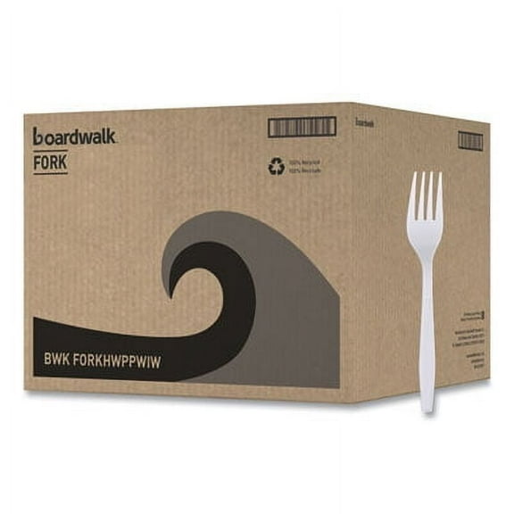 Boardwalk Heavyweight Wrapped Cutlery Fork White 1000/Carton BWKFORKHWPPWIW