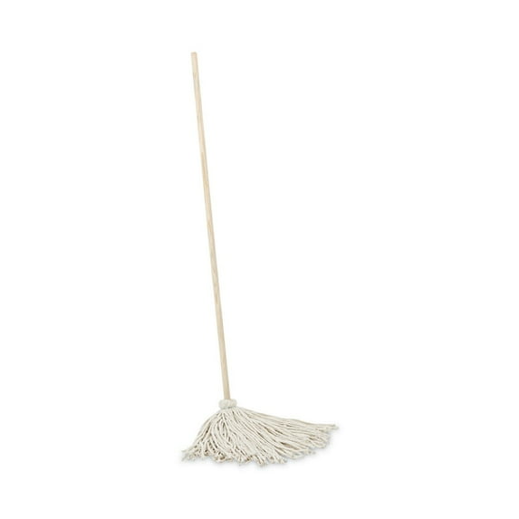 Boardwalk BWK116C 16 oz. Cotton Head Deck Mop with 48 in. Oak Wood Handle - White (6/Carton)