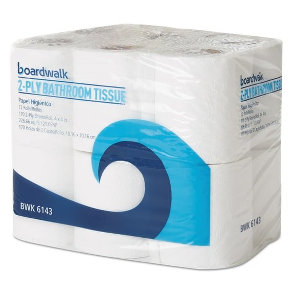 Boardwalk BWK16466CT Office Packs Standard Bathroom Tissue, 2-Ply, 170 Sheets/Roll, White (Pack of 96) (BWK6143CT)