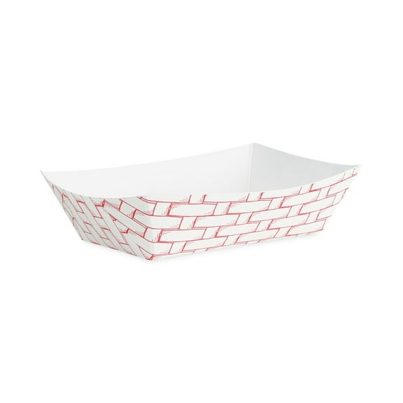 Boardwalk BWK30LAG025 2.69 in. x 1.05 in. x 4 in. 0.25 lbs. Capacity Paper Food Baskets - Red/White (1000/Carton)