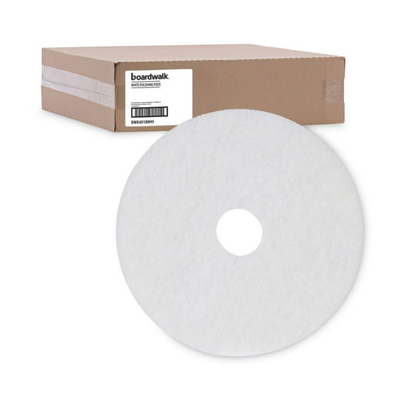 Boardwalk BWK4017WHI 17 in. Diameter Polishing Floor Pads - White (5/Carton)