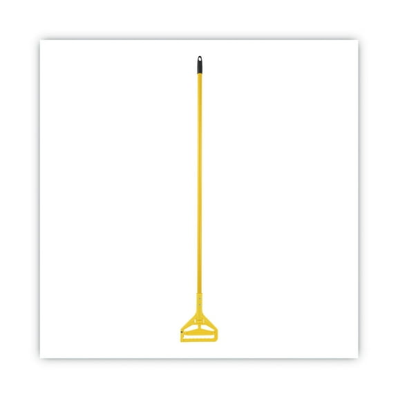 Boardwalk BWK620 60 in. Quick Change Side-Latch Plastic Mop Head Aluminum Handle - Yellow