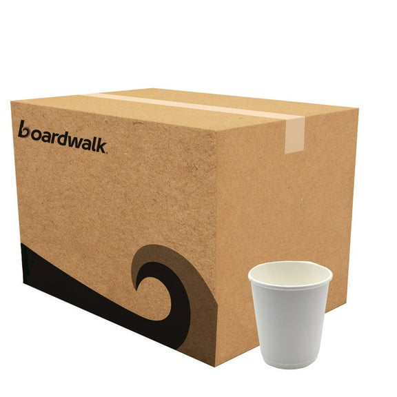 Boardwalk BWKDW8HCUP 8 oz Double-Walled Paper Hot Cups, White - Pack of 500