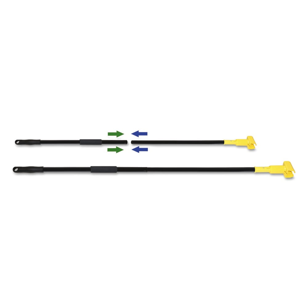 Boardwalk BWKFF610 2-Piece 1.5 in. Diameter x 59 in. Length Metal Handle with Plastic Jaw Head - Black/Yellow (1/Carton)