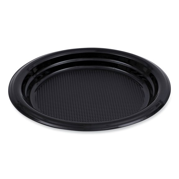6 in. Diameter Hi-Impact Plastic Dinnerware Plate - Black (1000/Carton)