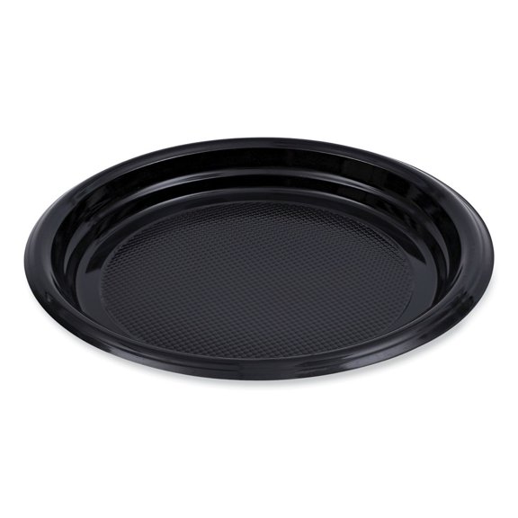 9 in. Diameter Hi-Impact Plastic Dinnerware Plate - Black (500/Carton)