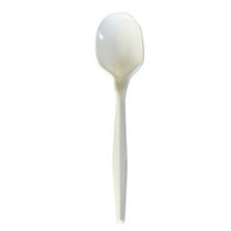Boardwalk BWKSOUPMWPP 4.86 in. Mediumweight Polypropylene Plastic Soup Spoon Cutlery - White (1000/Carton)