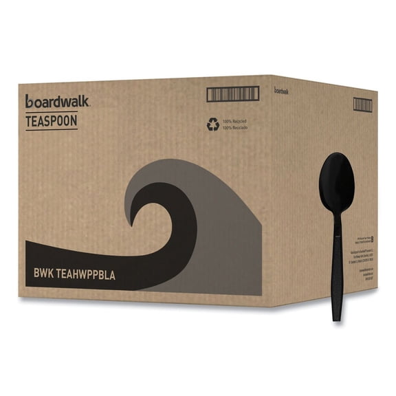 Boardwalk Heavyweight Polypropylene Cutlery Teaspoon Black 1000/Carton TEAHWPPBLA