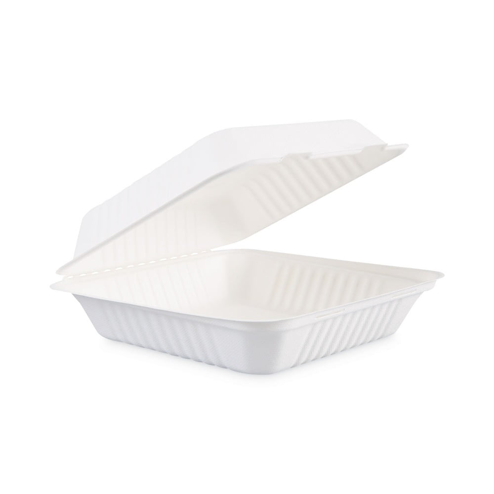 3 Compartment 9 Takeout Bagasse Container With Hinged Lid