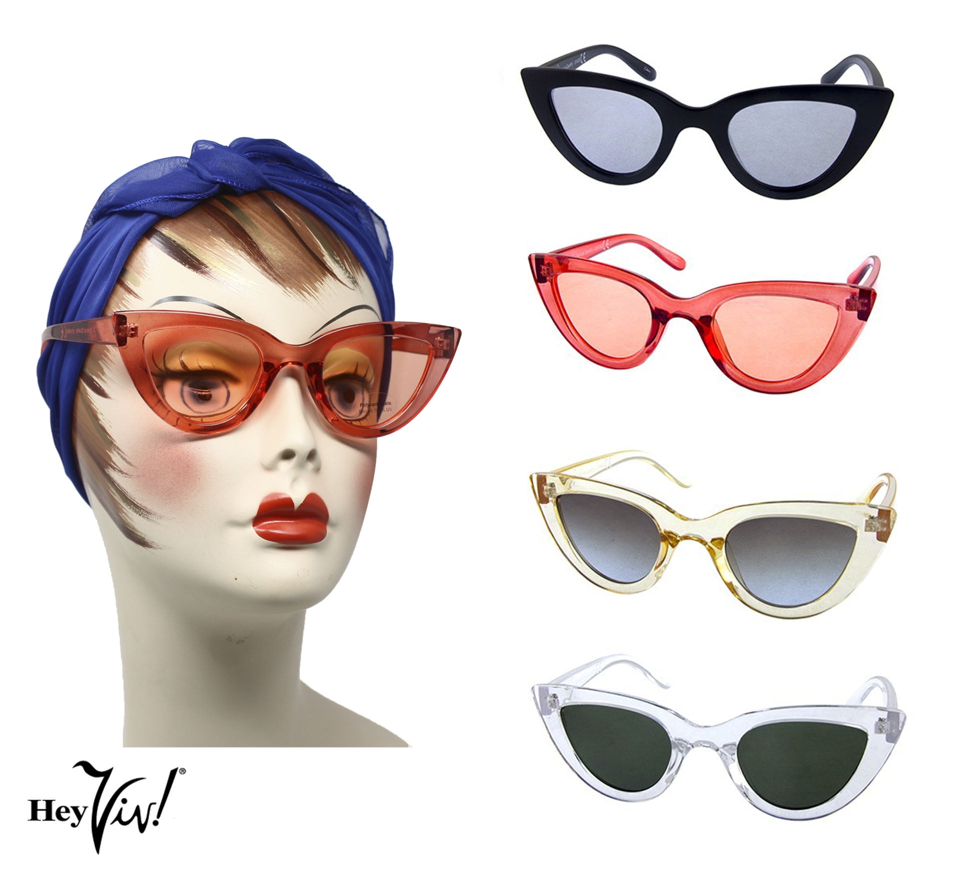Boardwalk Cat Eye Red Sunglasses - 50s Retro Style Shades 