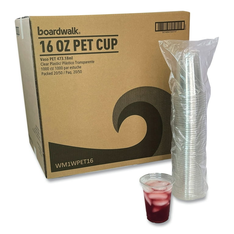 Boardwalk 16 oz. Clear Disposable Plastic Cups, Cold Drinks, PET