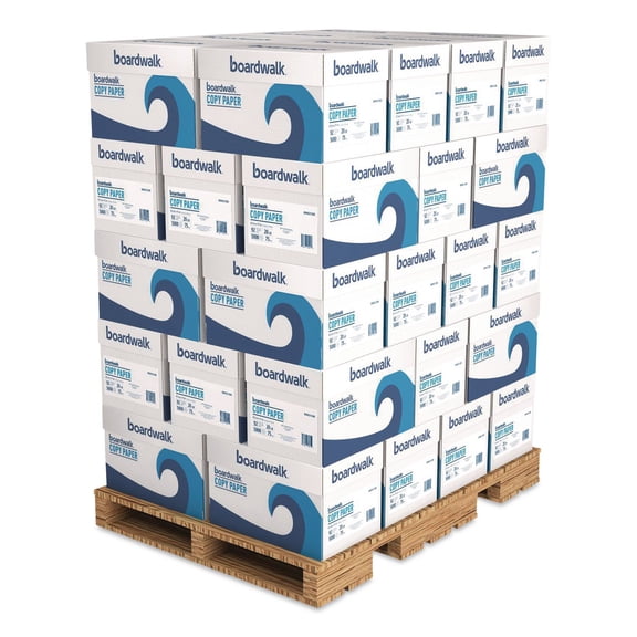 Boardwalk Copy Paper, 92 Bright, 20 lb Bond Weight, 8.5 x 11, White, 500 Sheets/Ream, 10 Reams/Carton, 40 Cartons/Pallet