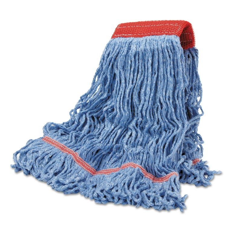 Cotton Mop Heads, Cotton/Synthetic, Large, Looped End, Wideband, Blue, 12/CT Cotton Mop Heads, Cotton/Synthetic, Large, Looped End, Wideband, Blue, 12/CT