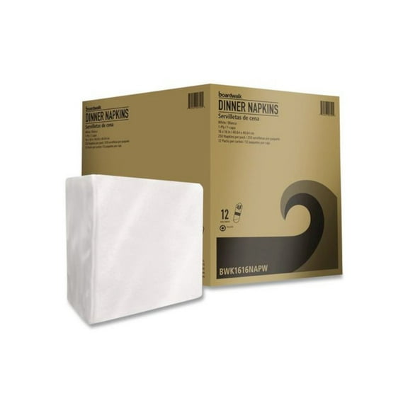 Boardwalk BWK1616NAPW Dinner Napkins, White - Pack of 12
