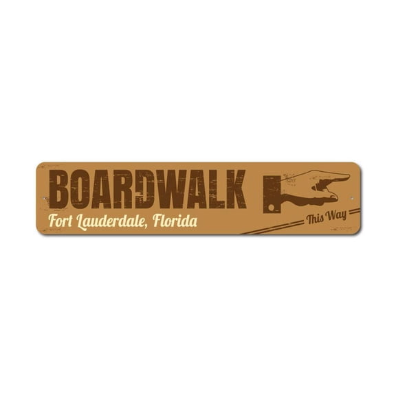 Boardwalk Direction Sign, Pointing Hand Sign, Custom Boardwalk Sign, Boardwalk Decor, Boardwalk Sign, Beach Aluminum Sign - 4x18 inches