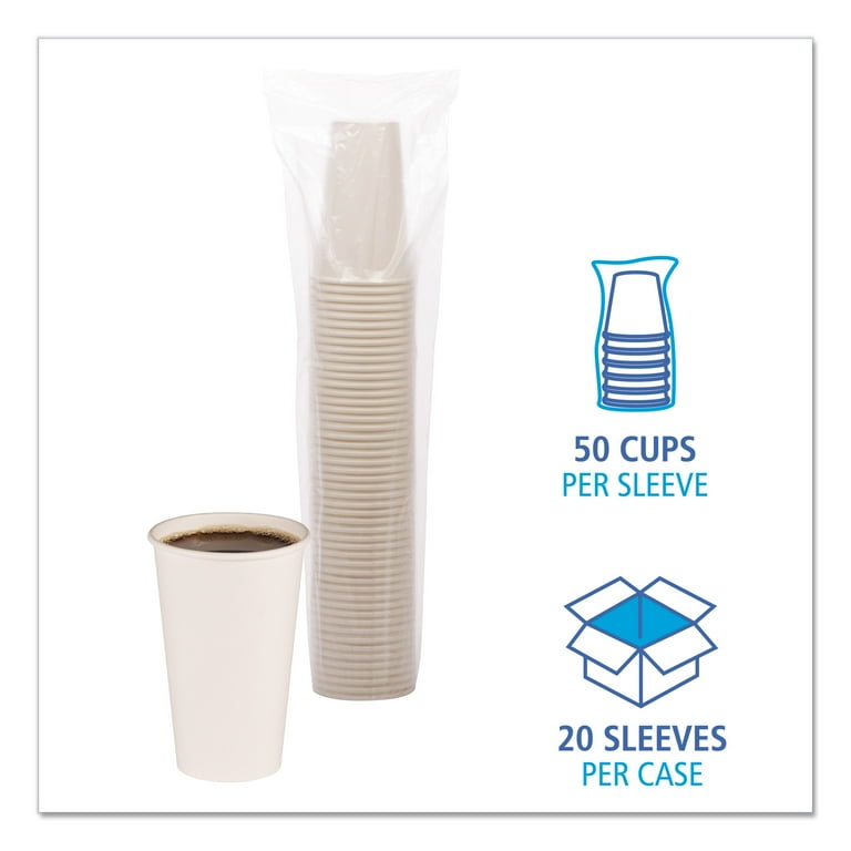 Paper Hot Cups, 16 oz, White, 50 Cups/Sleeve, 20 Sleeves/Carton Paper Hot Cups, 16 oz, White, 50 Cups/Sleeve, 20 Sleeves/Carton
