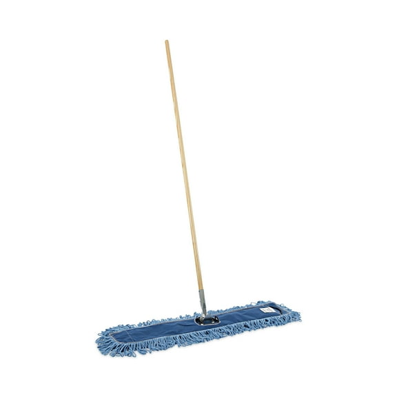 Boardwalk Dry Mopping Kit, 36 x 5 Blue Blended Synthetic Head, 60" Natural Wood/Metal Handle