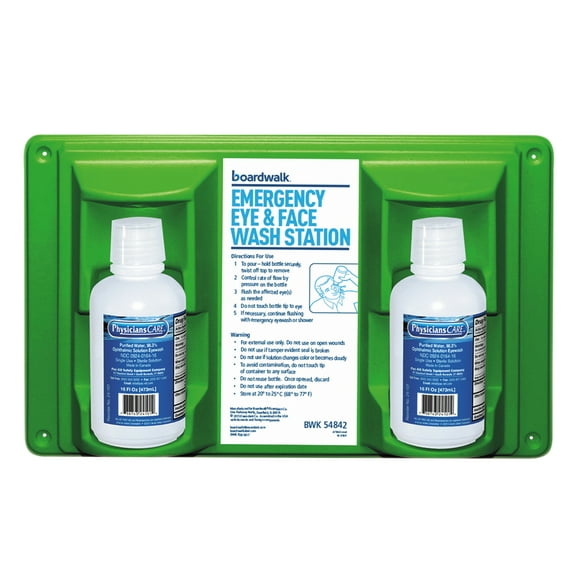 Boardwalk Emergency Eyewash Station, 16 oz Bottle, 2 Bottles/Station -BWK54842