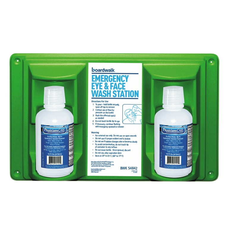 Emergency Eyewash Station, 16 oz Bottle, 2 Bottles/Station Emergency Eyewash Station, 16 oz Bottle, 2 Bottles/Station