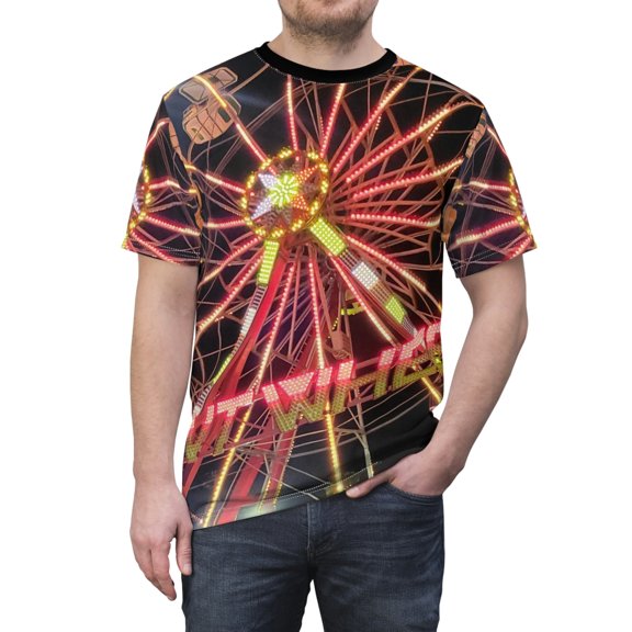 'Boardwalk Ferris Wheel' Unisex Cut & Sew Tee (AOP)