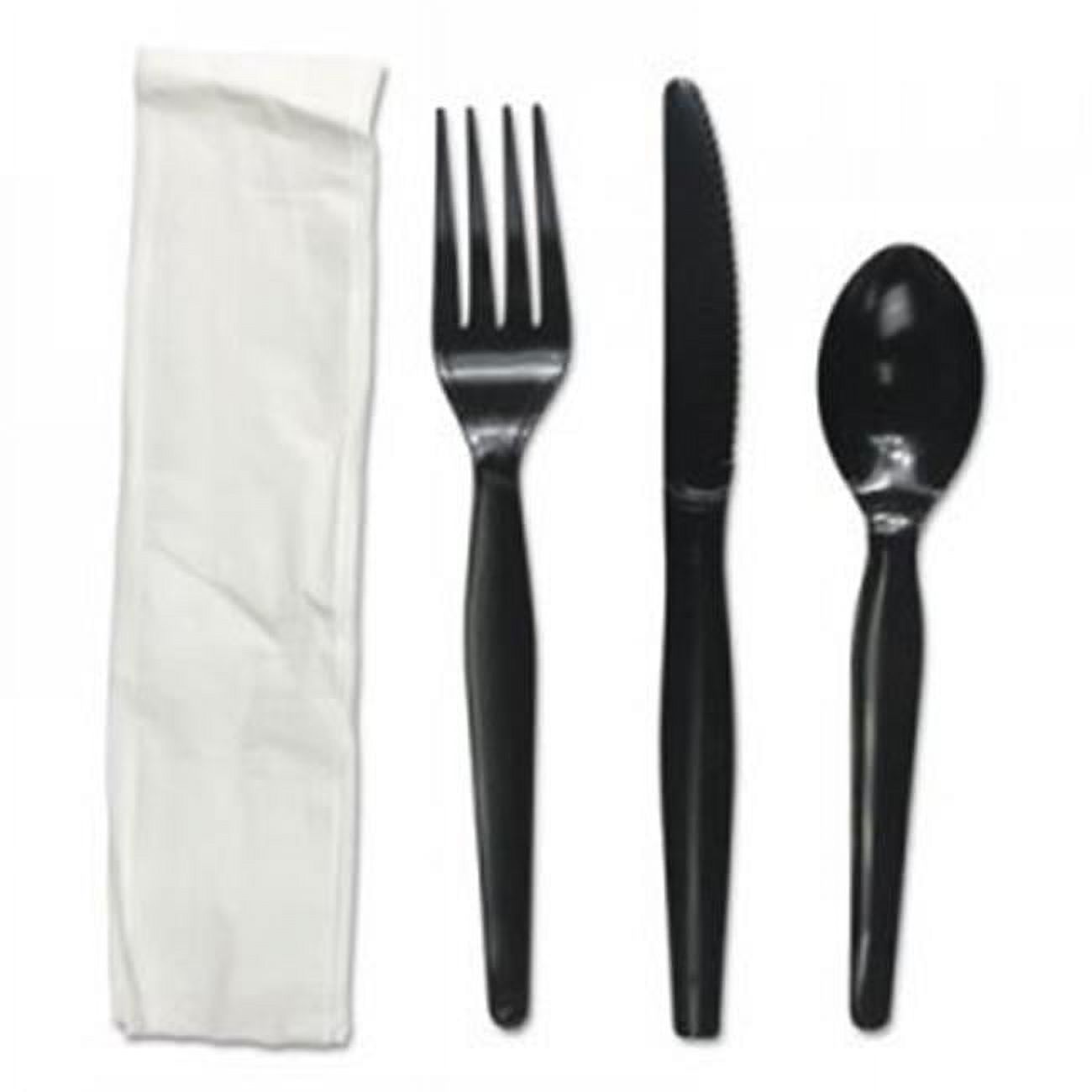 Boardwalk FourPiece Cutlery Kit, Fork/Knife/Napkin/Teaspoon