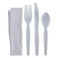 thumbnail image 1 of Boardwalk Four-Piece Cutlery Kit, Heavyweight, Fork/Knife/Napkin/Spoon, Plastic, White, 250/Carton, 1 of 8