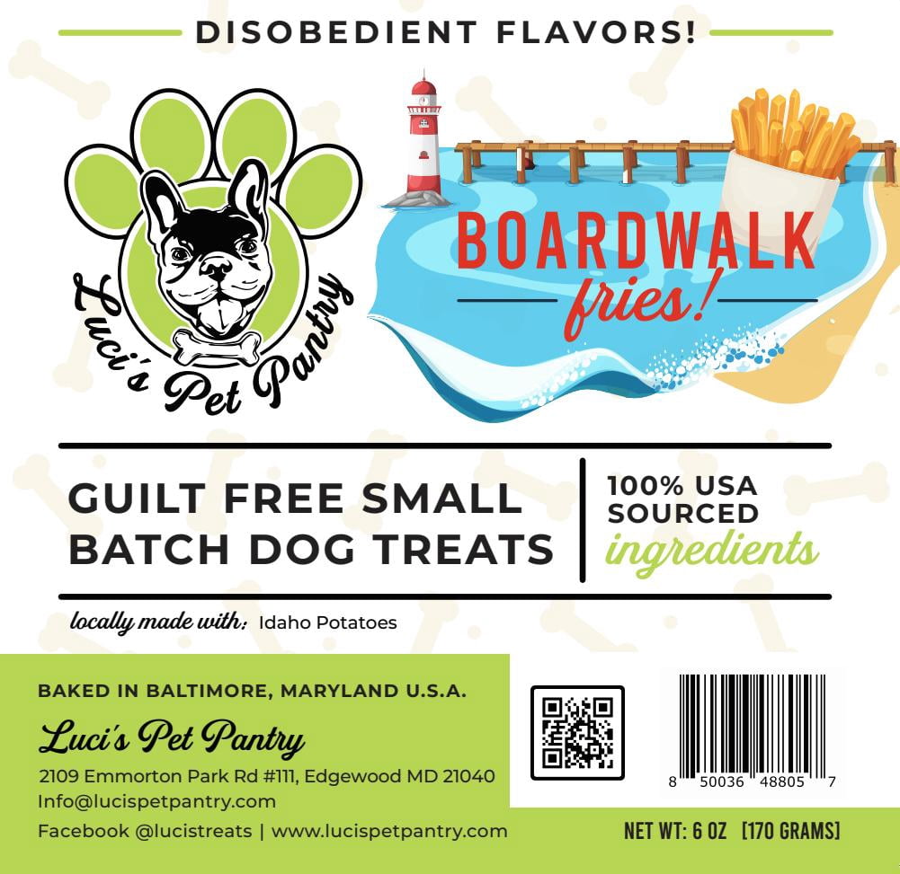 Boardwalk Fries "Idaho Potato Biscuits" Homemade Dog & Puppy Treats! Gift Box with 4 - 6 oz. Treat Bags