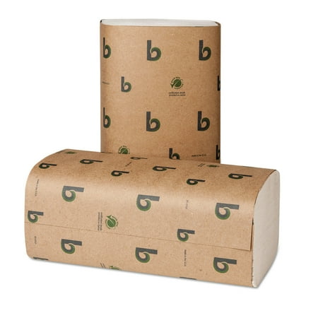 Boardwalk Green Single-Fold Towels, Natural White, 9x10, 250/pack, 16 Pks/carton