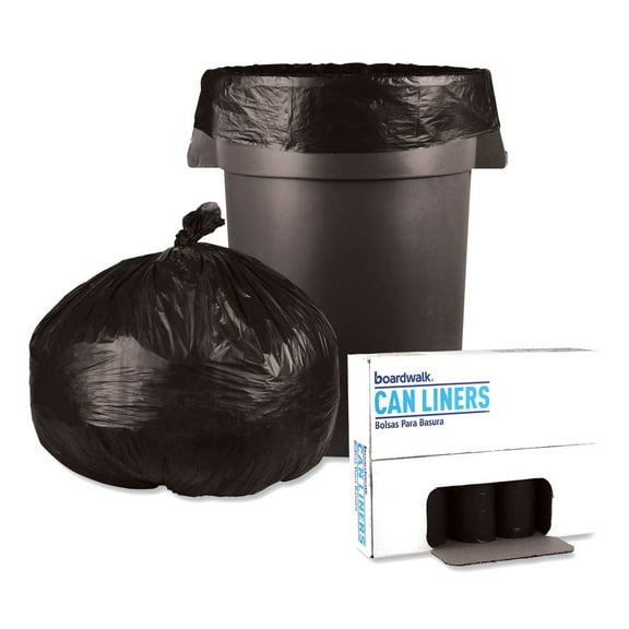 Boardwalk Low-Density Trash Bags, 60gal, .65mil, 38 x 58, Black, 25 Bags/Roll, 4 Rolls/CT