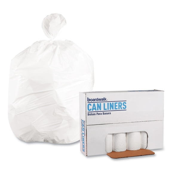 Low-Density Waste Can Liners 60 gal, 0.6 mil, 38" x 58", White, 100/Carton