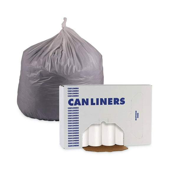 Boardwalk H7658MWKR01 55 Gallon 0.63 mil 38 in. x 58 in. Repro Low-Density Can Liners - White (10 Rolls/Carton,10 Bags/Roll)