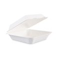 thumbnail image 1 of Boardwalk HL-91BW 9 in. x 9 in. x 3.19 in. 1-Compartment Hinged-Lid Sugarcane Bagasse Food Containers - White (100/Sleeve, 2 Sleeves/Carton), 1 of 9