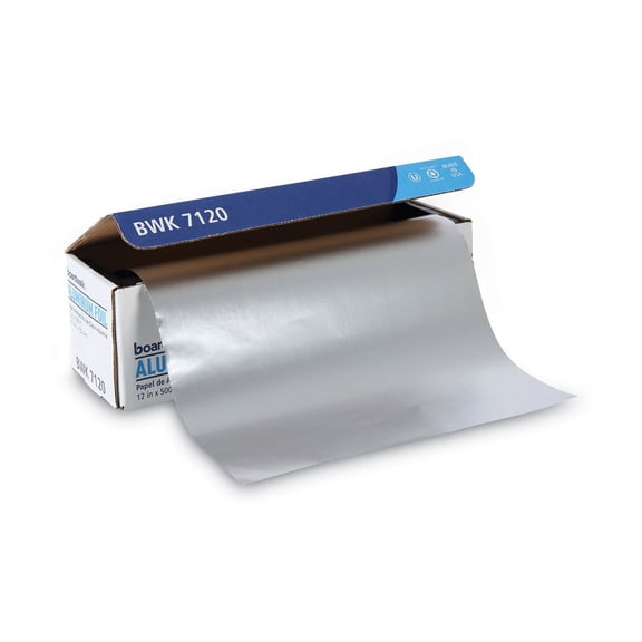 Boardwalk Heavy-Duty Aluminum Foil Roll 12" x 500ft 20 Micron Thickness Silver 7120