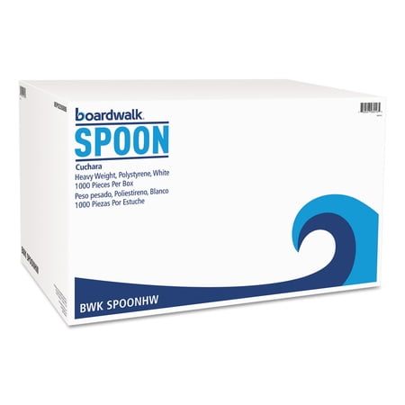 Boardwalk Heavy Weight Polystyrene Cutlery Teaspoon - White, 1000 Carton