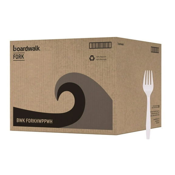 Boardwalk Heavyweight Polypropylene Cutlery, Fork, White, 1000/Carton