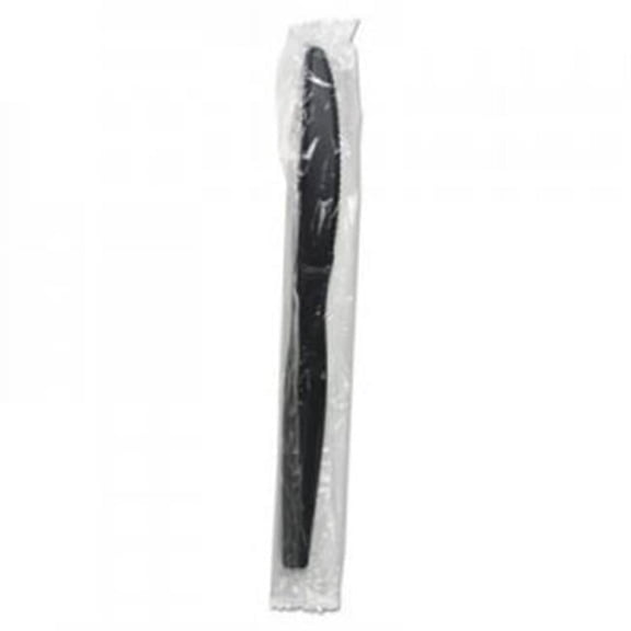 Boardwalk Heavyweight Wrapped Polystyrene Cutlery, Knife, Black, 1000/Carton
